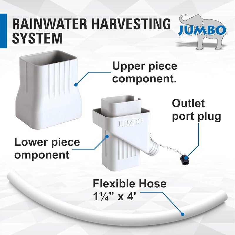 jumbo Rooftop Rainwater Harvesting System from Downspouts Diverter Size 2” x 3” - Image 3